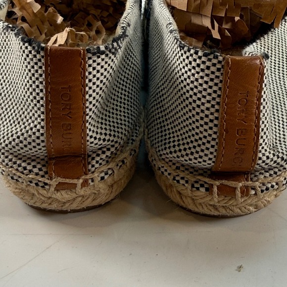 Tory‎ Burch Logo Espadrille Flats Black Cream Womens Size 7.5 - Picture 8 of 8